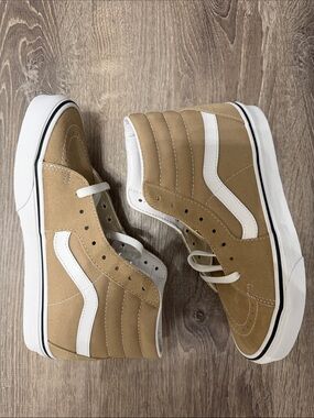 Vans Sk8-Hi Tan and White High-Top Sneakers